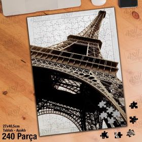 Asil Hobi Eyfel Kulesi-Gökyüzü-Manzara-Tarih Yapboz-Ayak Destekli Çerçeveli 240 Parça Puzzle