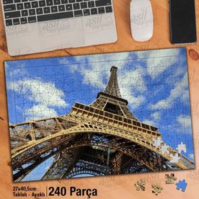 Asil Hobi Eyfel Kulesi-Gökyüzü-Yakın Çekim-Paris Yapboz-Ayak Destekli Çerçeveli 240 Parça Puzzle