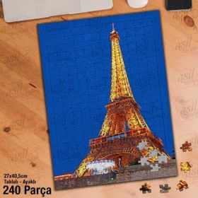 Asil Hobi Eyfel Kulesi-Mavi Gökyüzü-Mimari Yapboz-Ayak Destekli Çerçeveli 240 Parça Puzzle