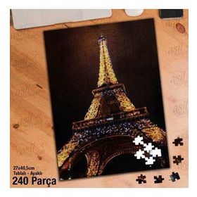 Asil Hobi Eyfel Kulesi-Tarihi-Gece-Manzara Yapboz-Ayak Destekli Çerçeveli 240 Parça Puzzle