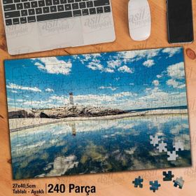 Asil Hobi Fener-Deniz-Yansıma-Gökyüzü-Doğa Yapboz-Ayak Destekli Çerçeveli 240 Parça Puzzle