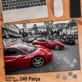Asil Hobi Ferrari-Lüks Araç-Monte Carlo-Oto Yapboz-Ayak Destekli Çerçeveli 240 Parça Puzzle