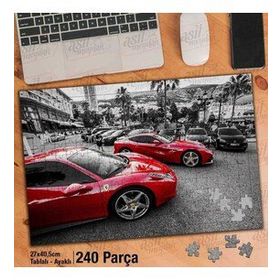 Asil Hobi Ferrari-Lüks Araç-Monte Carlo-Oto Yapboz-Ayak Destekli Çerçeveli 240 Parça Puzzle