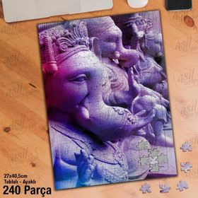 Asil Hobi Fil-Heykel-Tapınak-Buda Yapboz-Ayak Destekli Çerçeveli 240 Parça Puzzle