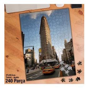 Asil Hobi Flatiron Binası-Amerika-Taksi Yapboz-Ayak Destekli Çerçeveli 240 Parça Puzzle