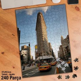 Asil Hobi Flatiron Binası-Amerika-Taksi Yapboz-Ayak Destekli Çerçeveli 240 Parça Puzzle