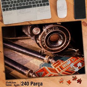 Asil Hobi Fotoğraf Makinesi-Retro-Kadraj Yapboz-Ayak Destekli Çerçeveli 240 Parça Puzzle