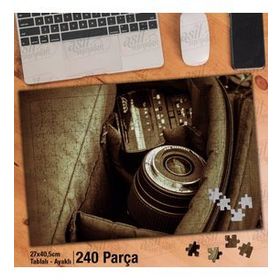 Asil Hobi Fotoğraf Makinesi-Retro-Mercek-Flaş Yapboz-Ayak Destekli Çerçeveli 240 Parça Puzzle