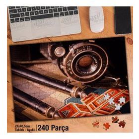 Asil Hobi Fotoğraf Makinesi-Sanat-Obje-Resim Yapboz-Ayak Destekli Çerçeveli 240 Parça Puzzle
