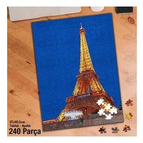 Asil Hobi France-Paris-Eyfel Kulesi-Gece Yapboz-Ayak Destekli Çerçeveli 240 Parça Puzzle