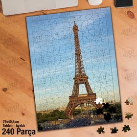 Asil Hobi Fransa-Eyfel Kulesi-Tarihi Yapboz-Ayak Destekli Çerçeveli 240 Parça Puzzle