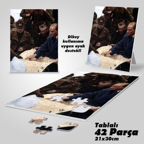 Asil Hobi Gazi Mustafa Kemal Atatürk-Milli Mücadele Yapboz-Ayak Destekli Çerçeveli 42 Parça Puzzle