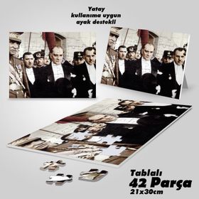 Asil Hobi Gazi Mustafa Kemal Atatürk-Sivil-Yapboz-Ayak Destekli Çerçeveli 42 Parça Puzzle