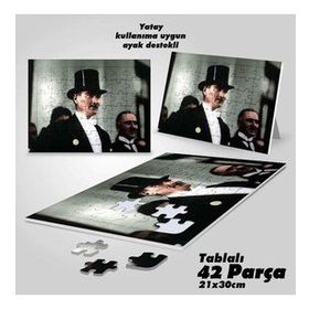 Asil Hobi Gazi Mustafa Kemal Atatürk-Sivil-Yapboz-Ayak Destekli Çerçeveli 42 Parça Puzzle