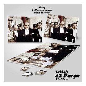 Asil Hobi Gazi Mustafa Kemal Atatürk-Sivil-Yapboz-Ayak Destekli Çerçeveli 42 Parça Puzzle
