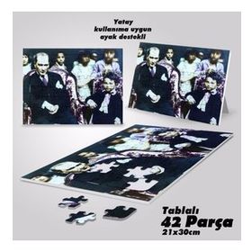 Asil Hobi Gazi Mustafa Kemal Atatürk Ve Küçük Çocuk Yapboz-Ayak Destekli Çerçeveli 42 Parça Puzzle