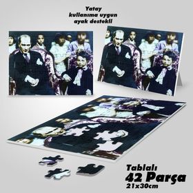 Asil Hobi Gazi Mustafa Kemal Atatürk Ve Küçük Çocuk Yapboz-Ayak Destekli Çerçeveli 42 Parça Puzzle