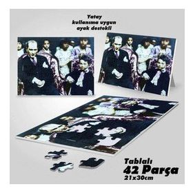 Asil Hobi Gazi Mustafa Kemal Atatürk Ve Küçük Çocuk Yapboz-Ayak Destekli Çerçeveli 42 Parça Puzzle