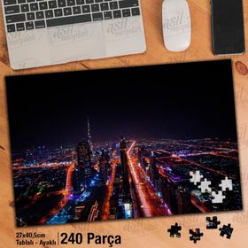 Asil Hobi Gece Şehir-Mimari-Ctiy-Işıklar Yapboz-Ayak Destekli Çerçeveli 240 Parça Puzzle