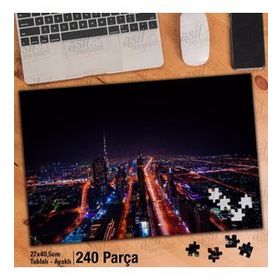 Asil Hobi Gece Şehir-Mimari-Ctiy-Işıklar Yapboz-Ayak Destekli Çerçeveli 240 Parça Puzzle
