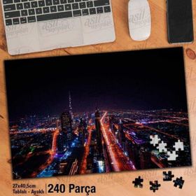Asil Hobi Gece Şehir-Mimari-Ctiy-Işıklar Yapboz-Ayak Destekli Çerçeveli 240 Parça Puzzle