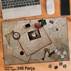 Asil Hobi Geçmiş Zaman-Nostalji-Saat-Gül Yapboz-Ayak Destekli Çerçeveli 240 Parça Puzzle
