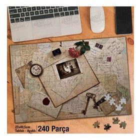 Asil Hobi Geçmiş Zaman-Nostalji-Saat-Gül Yapboz-Ayak Destekli Çerçeveli 240 Parça Puzzle