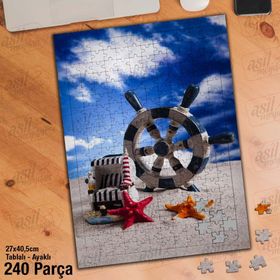 Asil Hobi Gemi Dümeni-Deniz Yıldızı-Kum Yapboz-Ayak Destekli Çerçeveli 240 Parça Puzzle
