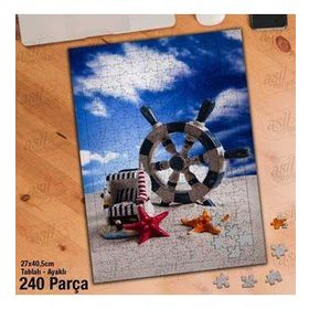 Asil Hobi Gemi Dümeni-Deniz Yıldızı-Kum Yapboz-Ayak Destekli Çerçeveli 240 Parça Puzzle