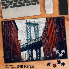 Asil Hobi George Washington Köprüsü-New York City Yapboz-Ayak Destekli Çerçeveli 240 Parça Puzzle