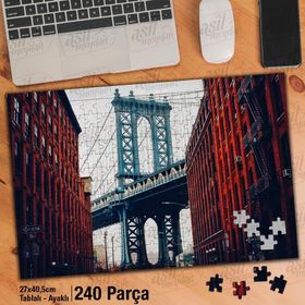 Asil Hobi George Washington Köprüsü-New York City Yapboz-Ayak Destekli Çerçeveli 240 Parça Puzzle