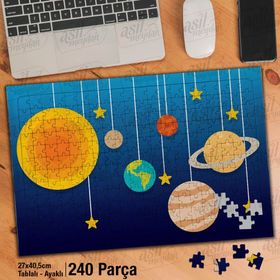 Asil Hobi Gezegenler-Dünya-Venüs-Neptün-Galaksi Yapboz-Ayak Destekli Çerçeveli 240 Parça Puzzle