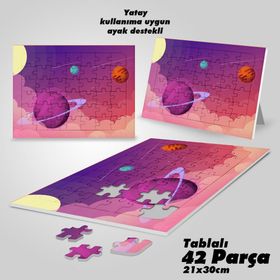 Asil Hobi Gezegenler-Güneş-Gökyüzü-Çocuklar İçin Eğitici Yapboz-Ayak Destekli 42 Parça Puzzle