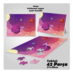 Asil Hobi Gezegenler-Güneş-Gökyüzü-Çocuklar İçin Eğitici Yapboz-Ayak Destekli 42 Parça Puzzle