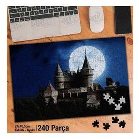 Asil Hobi Gizemli Kale-Dolunay-Gece-Manzara Yapboz-Ayak Destekli Çerçeveli 240 Parça Puzzle