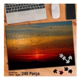 Asil Hobi Göçmen Kuşlar-Gün Batımı-Doğa Yapboz-Ayak Destekli Çerçeveli 240 Parça Puzzle