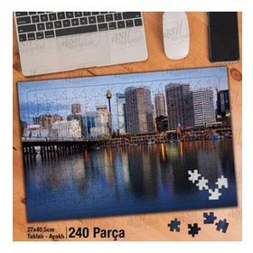 Asil Hobi Gökdelen-Gün Işığı-Deniz-Yansıma Şehir Yapboz-Ayak Destekli Çerçeveli 240 Parça Puzzle