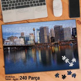Asil Hobi Gökdelen-Gün Işığı-Deniz-Yansıma Şehir Yapboz-Ayak Destekli Çerçeveli 240 Parça Puzzle