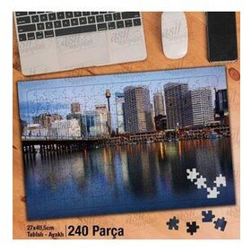 Asil Hobi Gökdelen-Gün Işığı-Deniz-Yansıma Şehir Yapboz-Ayak Destekli Çerçeveli 240 Parça Puzzle