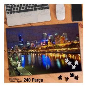 Asil Hobi Gökdelen-Mimari-Deniz-Yansıma-Şehir Yapboz-Ayak Destekli Çerçeveli 240 Parça Puzzle