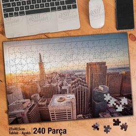 Asil Hobi Gökdelenler Üzerinden Şehrin Günbatımı-Manzara-Yapboz-Ayak Destekli 240 Parça Puzzle