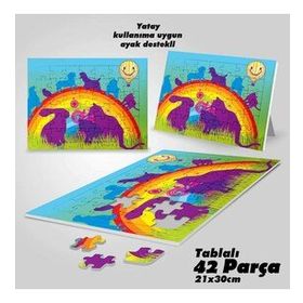 Asil Hobi Gökkuşağı-Sevimli Hayvanlar-Çocuklar İçin Eğitici Yapboz-Ayak Destekli 42 Parça Puzzle
