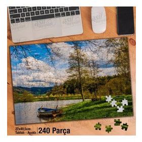 Asil Hobi Gökyüzü-Ağaçlar-Çimen-Kayık-Gölet Yapboz-Ayak Destekli Çerçeveli 240 Parça Puzzle