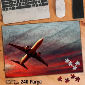 Asil Hobi Gökyüzü-Gün Batımı-Uçak Yapboz-Ayak Destekli Çerçeveli 240 Parça Puzzle