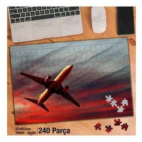 Asil Hobi Gökyüzü-Gün Batımı-Uçak Yapboz-Ayak Destekli Çerçeveli 240 Parça Puzzle