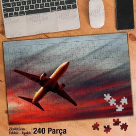 Asil Hobi Gökyüzü-Gün Batımı-Uçak Yapboz-Ayak Destekli Çerçeveli 240 Parça Puzzle