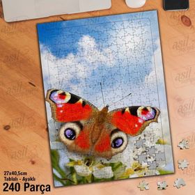 Asil Hobi Gökyüzü-Kelebek-Çiçek-Doğa Yapboz-Ayak Destekli Çerçeveli 240 Parça Puzzle