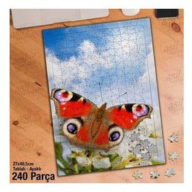 Asil Hobi Gökyüzü-Kelebek-Çiçek-Doğa Yapboz-Ayak Destekli Çerçeveli 240 Parça Puzzle