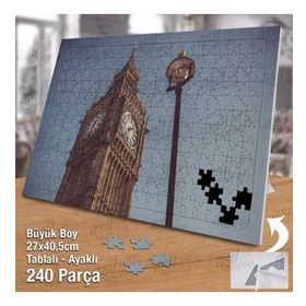 Asil Hobi Gökyüzü-Saat Kulesi-Şehir Yapboz-Ayak Destekli Çerçeveli 240 Parça Puzzle