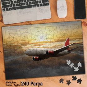 Asil Hobi Gökyüzü-Uçak-Bulutlar-Gün Batımı Yapboz-Ayak Destekli Çerçeveli 240 Parça Puzzle
